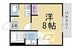 仮）左京区北白川西町計画 305 3階1Kの間取り