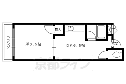 京都市営烏丸線 今出川駅 徒歩4分の賃貸マンション 2階1DKの間取り
