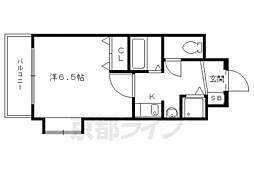 プレサンス京大東 6階1Kの間取り
