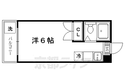 京福電気鉄道北野線 北野白梅町駅 徒歩5分の賃貸マンション 2階1Kの間取り