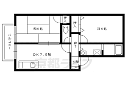 エスポワール岩倉 1階2DKの間取り