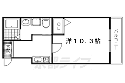 京都市営烏丸線 北大路駅 徒歩15分の賃貸マンション 3階1Kの間取り