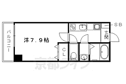 京福電気鉄道北野線 北野白梅町駅 徒歩5分の賃貸マンション 2階1Kの間取り