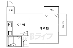 コーポ牧II 1階1Kの間取り