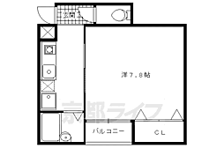 北白川テンビル 4階1Kの間取り