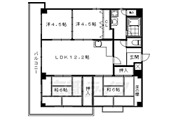 京都市営烏丸線 丸太町駅 徒歩13分の賃貸マンション 3階4LDKの間取り
