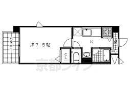 ヴェルキューブ石雲 1階1Kの間取り
