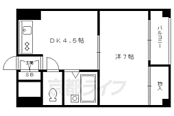 京都市営烏丸線 北山駅 徒歩29分の賃貸マンション 2階1DKの間取り