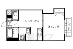 京福電気鉄道北野線 北野白梅町駅 徒歩5分の賃貸マンション 2階1DKの間取り