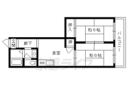 あじさいハイツ 2階2DKの間取り