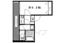 ＢＡＵＨＡＵＳ北白川 2階ワンルームの間取り