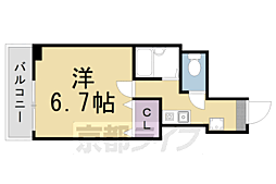 京都市営烏丸線 四条駅 徒歩8分の賃貸マンション 3階1Kの間取り