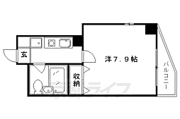リバティ東大路 1Kの間取図画像