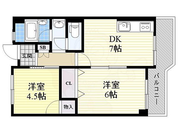 大阪府吹田市南高浜町(賃貸マンション2DK・3階・46.08㎡)の写真 その2