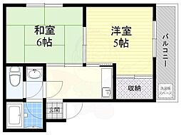 阪急京都本線 正雀駅 徒歩5分の賃貸マンション 3階2Kの間取り