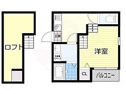 阪急千里線 吹田駅 徒歩5分の賃貸アパート 1階1Kの間取り