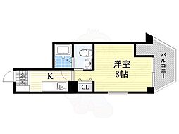 阪急千里線 千里山駅 徒歩1分の賃貸マンション 3階1Kの間取り