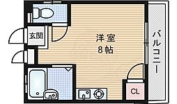 阪急京都本線 正雀駅 徒歩2分の賃貸マンション 3階ワンルームの間取り