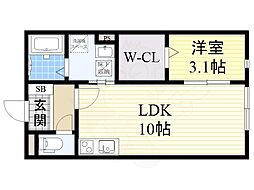 アースフィールド2 1階1LDKの間取り
