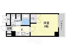 JR東海道・山陽本線 千里丘駅 徒歩2分の賃貸マンション 8階1Kの間取り