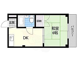 アビタシオン豊津 1DKの間取図画像