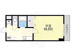 イーズ千里山 1Kの間取図画像