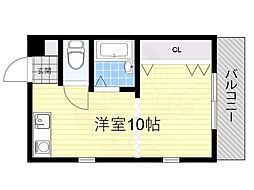 グリーンコーポタナカF棟 ワンルームの間取図画像
