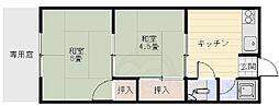 山口文化 2DKの間取図画像