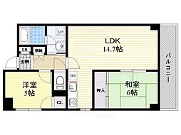 千里ピュアーライフ 2LDKの間取図画像