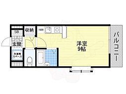 エクセレント上新13 ワンルームの間取図画像