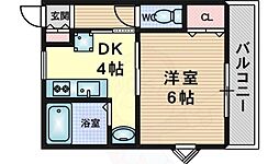 大橋第3コーポ 1Kの間取図画像