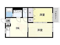 旭Fマンション 2LDKの間取図画像