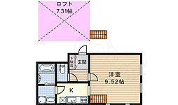 ガレリア千里山ドゥエ ワンルームの間取図画像