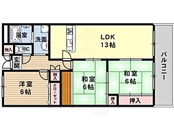 フェルティ摂津 3LDKの間取図画像