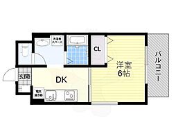 第17関根マンション 1DKの間取図画像