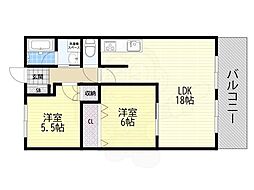 アンデュノール千里 2LDKの間取図画像