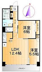 フォーシーズン開成山公園 2LDKの間取図画像