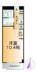 金田第8ビルアネシス館 1Kの間取図画像