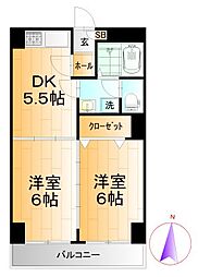 マエストーゾフィガー 2DKの間取図画像