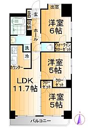 フォーシーズン開成山公園 3LDKの間取図画像
