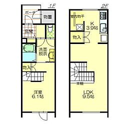 風の清澄C棟 1階1LDKの間取り