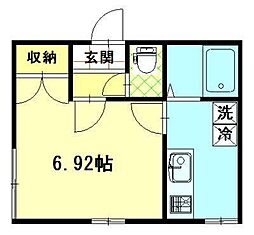 プランドール3 1Kの間取図画像