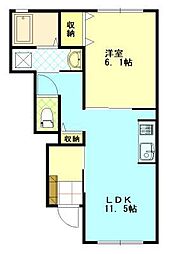 グランデュア山王 1階1LDKの間取り