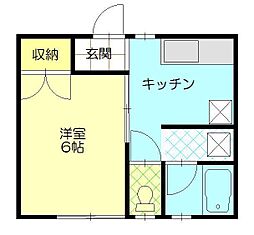 コンフォート95’山王 1階1Kの間取り