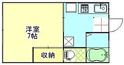 サンハイツ御野場 1Kの間取図画像