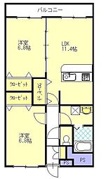 ウェルビー　イースト　Ｍ 1階2LDKの間取り