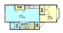 アーバンティゆう 1LDKの間取図画像