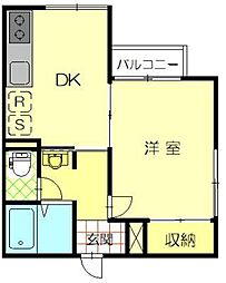 セジュールクレスト 1DKの間取図画像