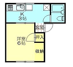 フィオーレ山王 1Kの間取図画像