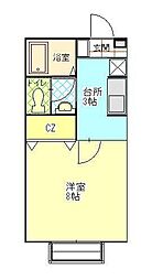 オアーゼM 1Kの間取図画像